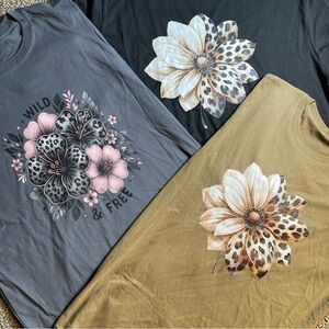 Cheetah Lot of 3 NEW T shirts floral 2XL boho womens layering casual athleisure